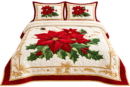 King Size 108 x108 Double Bedsheet With 2 Pillow Covers, Faux Quilting Effect Digital Printed