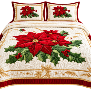King Size 108 x108 Double Bedsheet With 2 Pillow Covers, Faux Quilting Effect Digital Printed